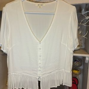 Francesca's Miami White Peplum Blouse- L